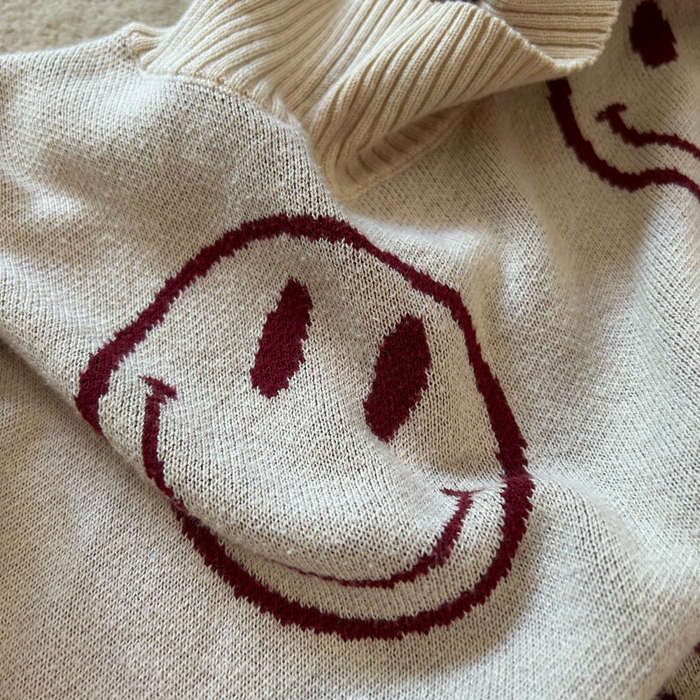 Cream Smiley Face Sweater